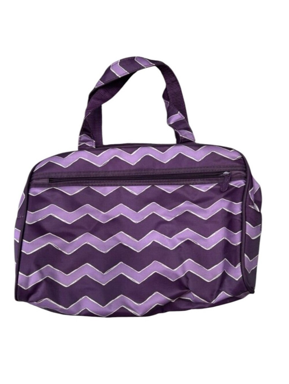 Thirty One "Handle It" Purple Plum Chevron Zipper Cosmetic Travel Organizer